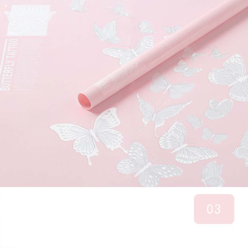 MYHC-14 Butterfly Pattern Nepriehľadný matný kvetinový baliaci papier