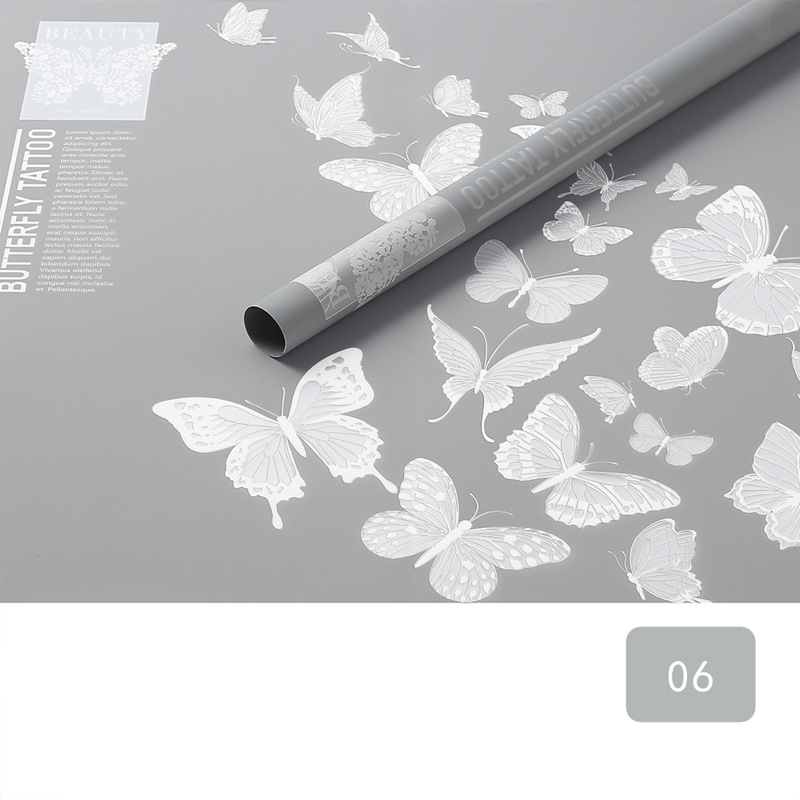 MYHC-14 Butterfly Pattern Nepriehľadný matný kvetinový baliaci papier