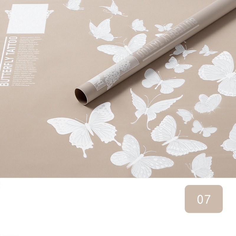 MYHC-14 Butterfly Pattern Nepriehľadný matný kvetinový baliaci papier