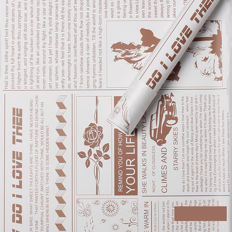 Baliaci papier s kvetmi z hovädzej kože MYHC-21 v retro štýle novín