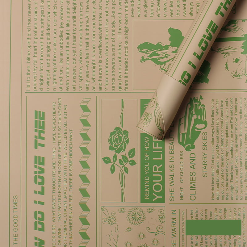 Baliaci papier s kvetmi z hovädzej kože MYHC-21 v retro štýle novín
