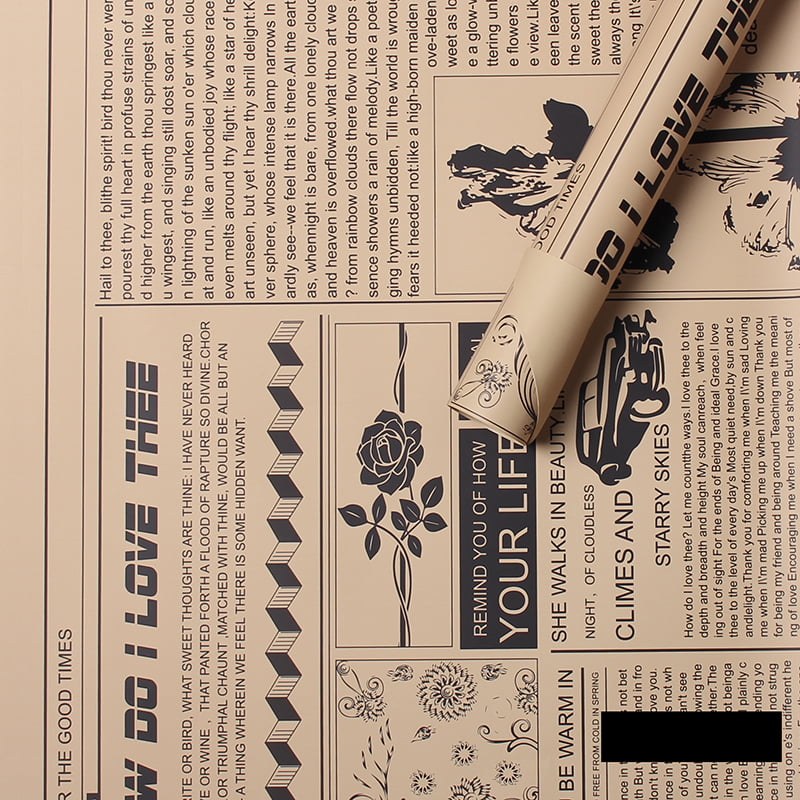 Baliaci papier s kvetmi z hovädzej kože MYHC-21 v retro štýle novín