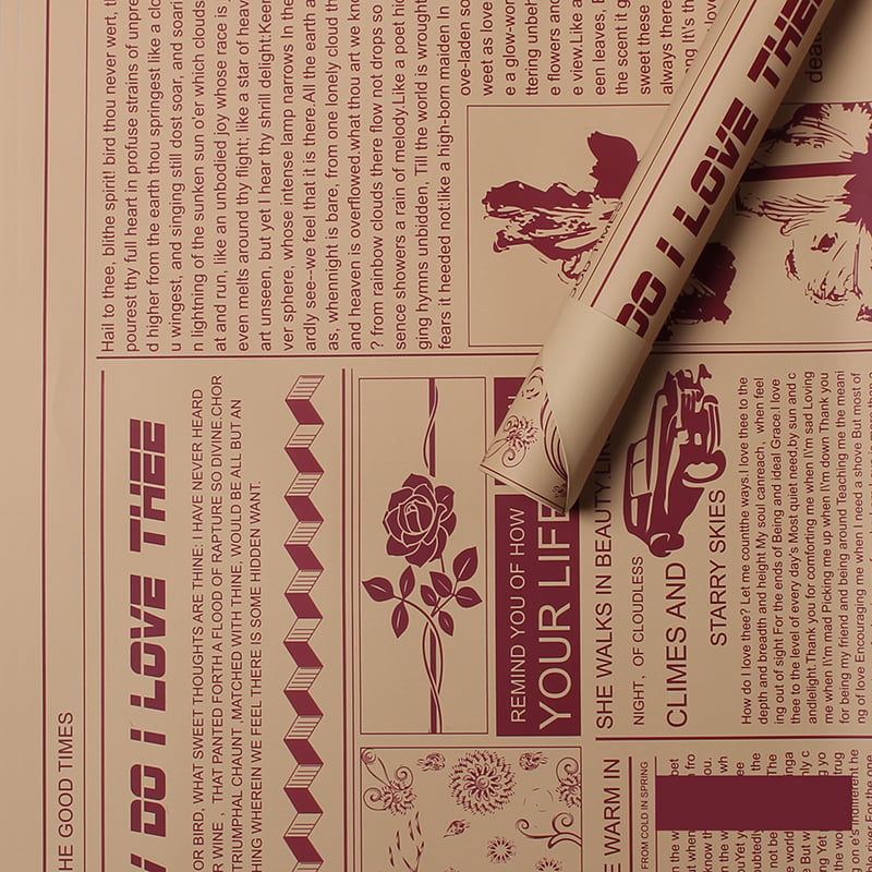 Baliaci papier s kvetmi z hovädzej kože MYHC-21 v retro štýle novín