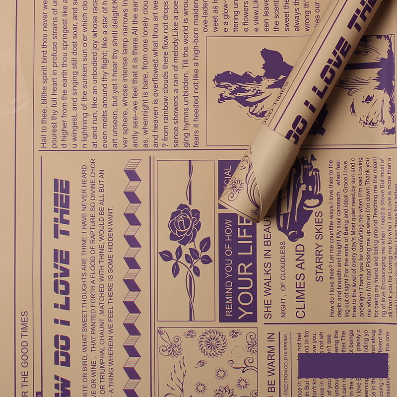 Baliaci papier s kvetmi z hovädzej kože MYHC-21 v retro štýle novín