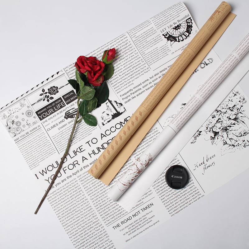 Baliaci papier s kvetmi z hovädzej kože MYHC-21 v retro štýle novín