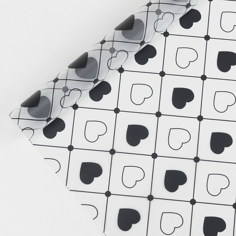 MYHC-60 Monochrome Love Plaid Pattern Transparentná fólia na balenie kvetov