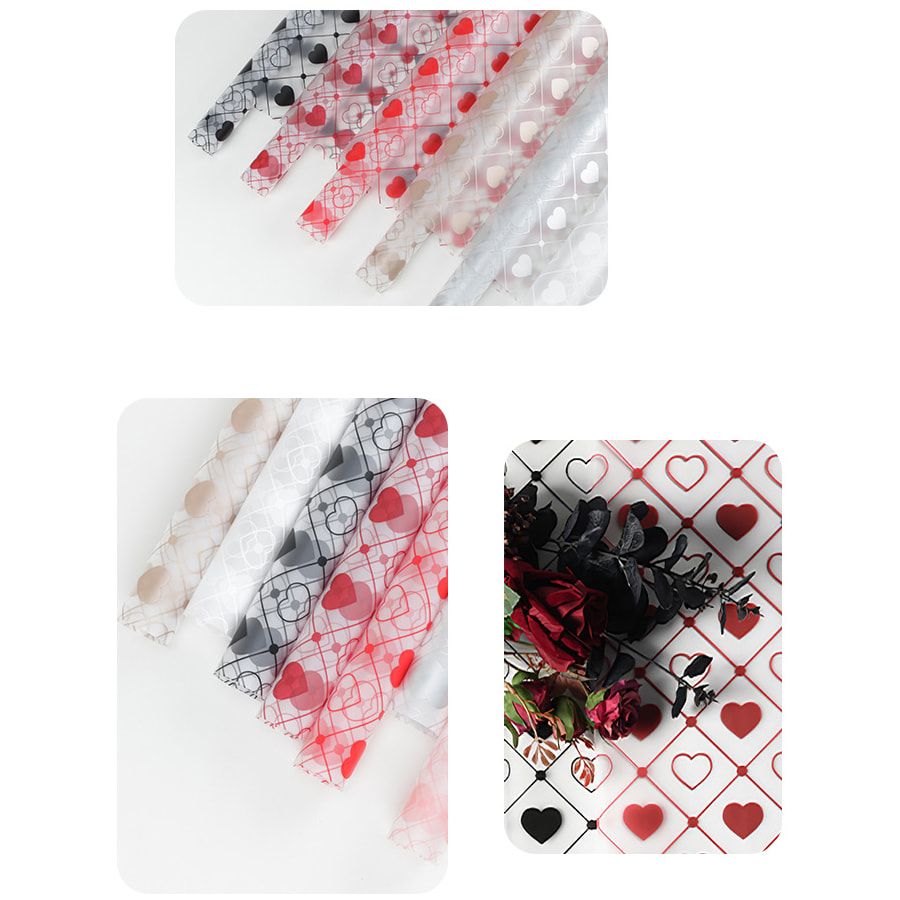 MYHC-60 Monochrome Love Plaid Pattern Transparentná fólia na balenie kvetov