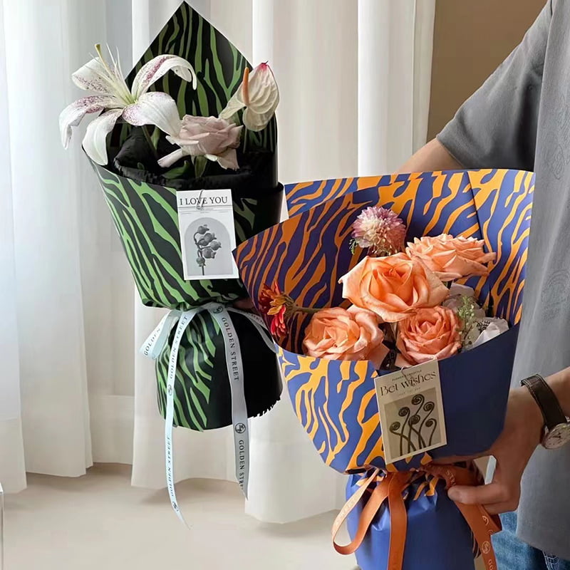 Šesťfarebný kvetinový baliaci papier s potlačou Zebra